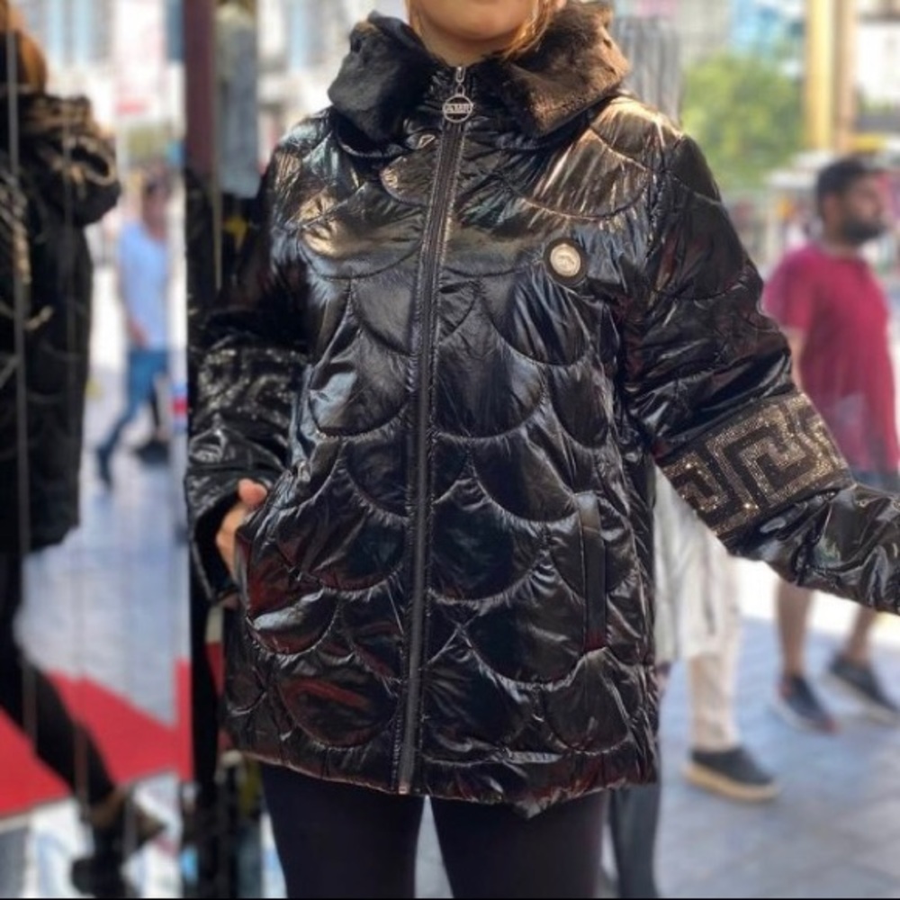 Black Winter Jacket Short Coat Plus Size AMAR MODA